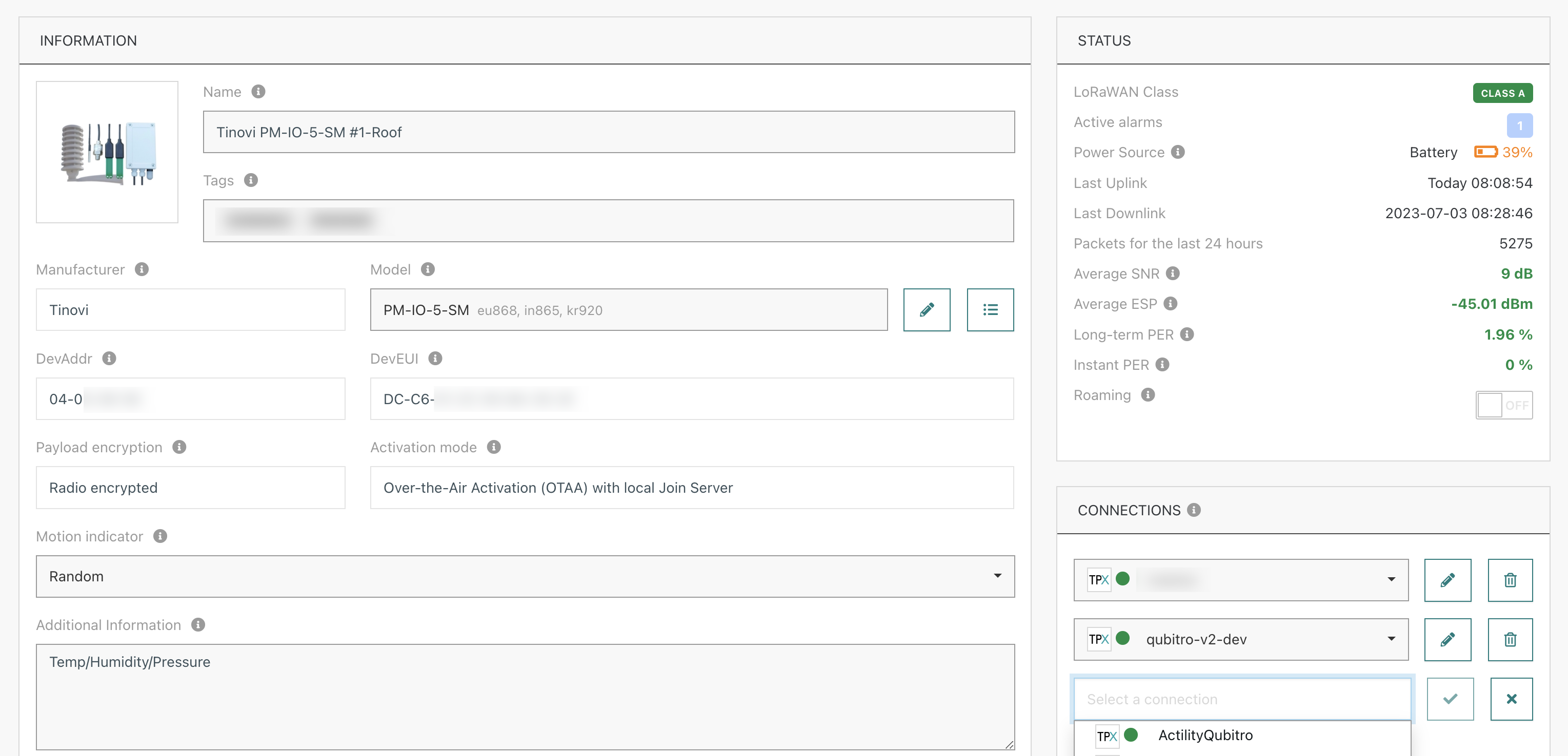 Actility ThingPark Device Configuration