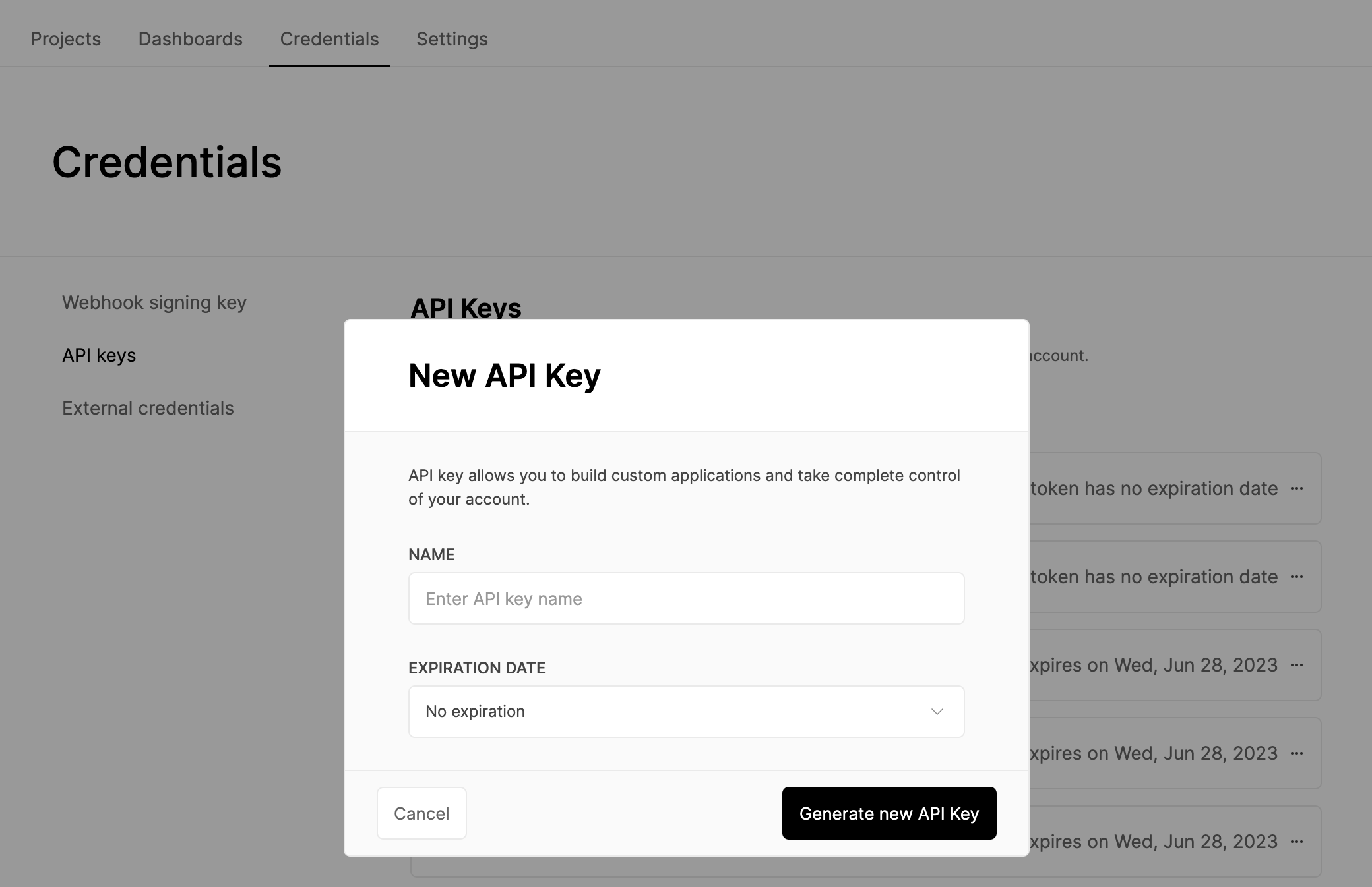 Create API Key