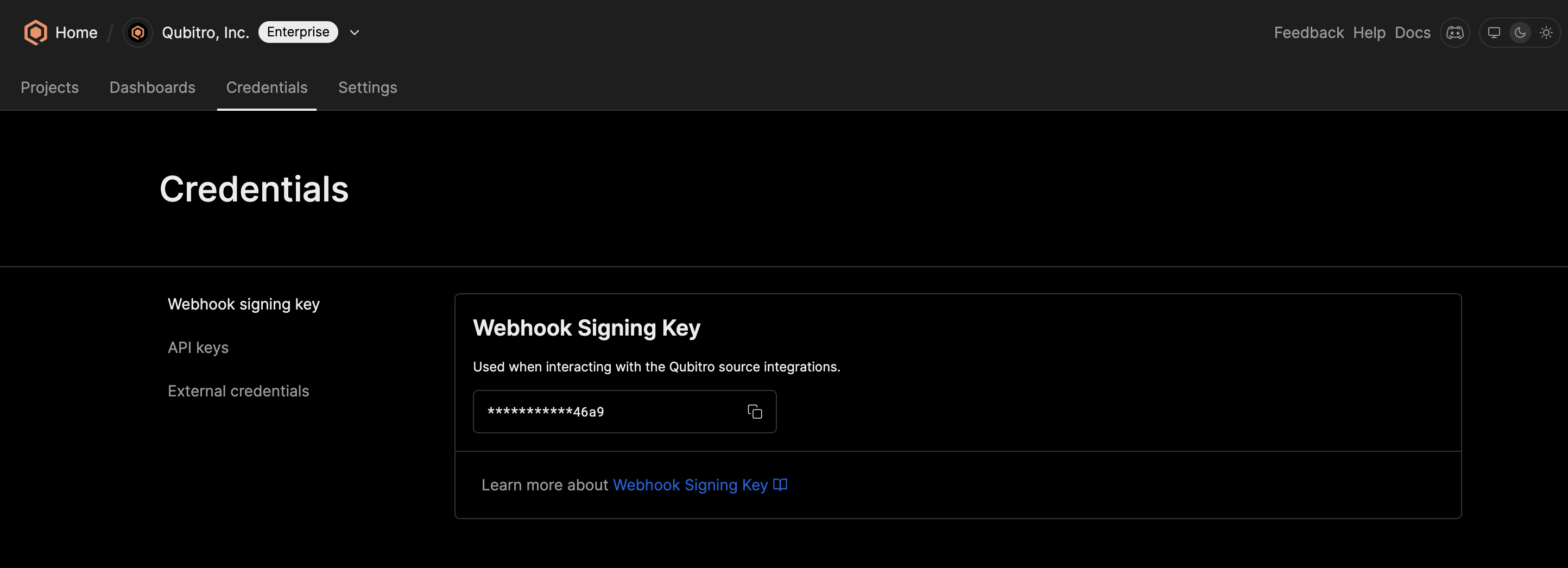 Qubitro Webhook Signing Key