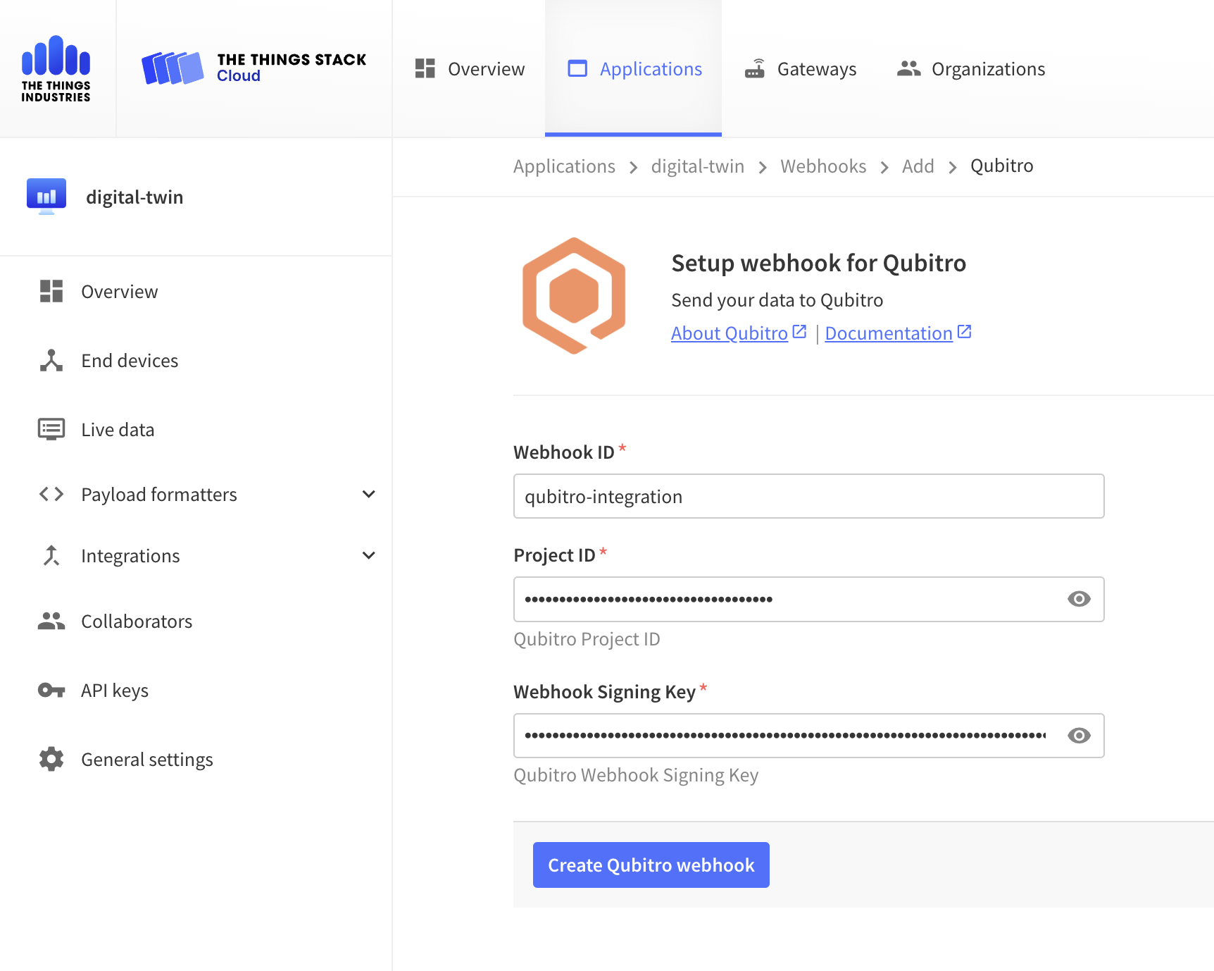 The Things Stack Portal Webhook Configuration